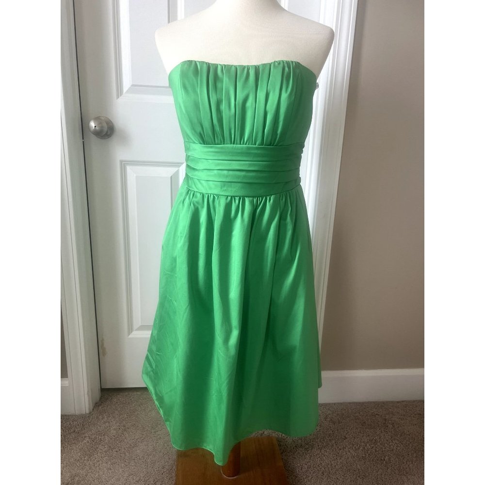 David's Bridal Green Strapless Dress w/ Pockets. Bridesmaids, Cocktail Dress -12